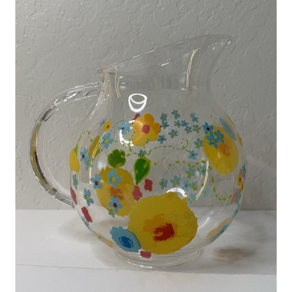 Vintage‎ STARBUCKS 2006 Green Ribbon Flowers Logo 64oz. Plastic Pitcher Tea Rare